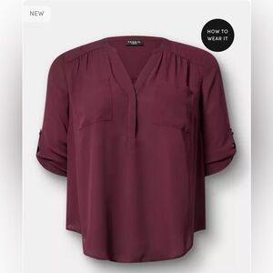 Torrid Deep Burgundy Blouse Geogette size 3 (22/24)